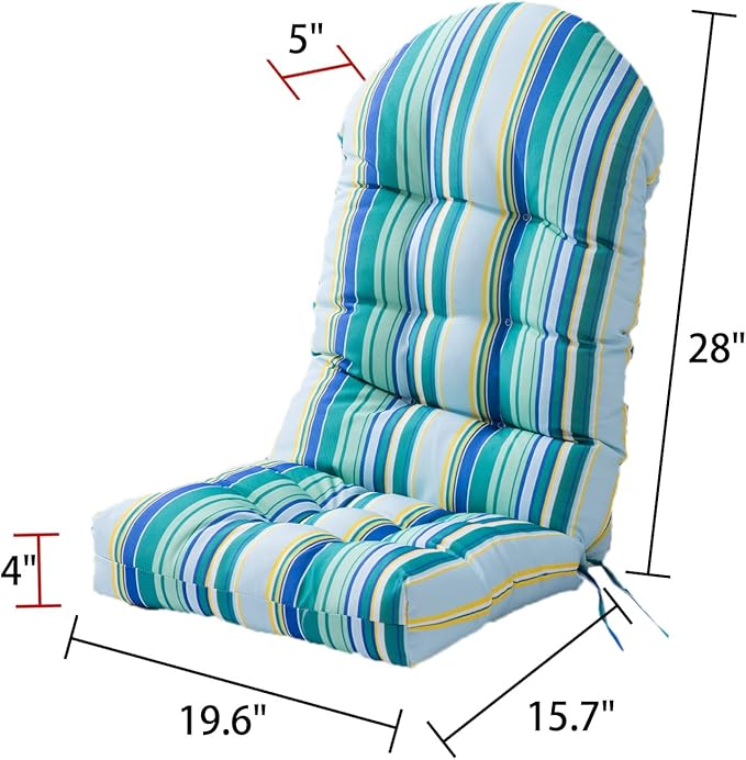 Enipate Weather Resistant Adirondack Chair Cushions Set of 2, High Back Rocking Chair Cushion, Indoor Outdoor Patio Tufted Thicken Lounge Cushion Seat Pads