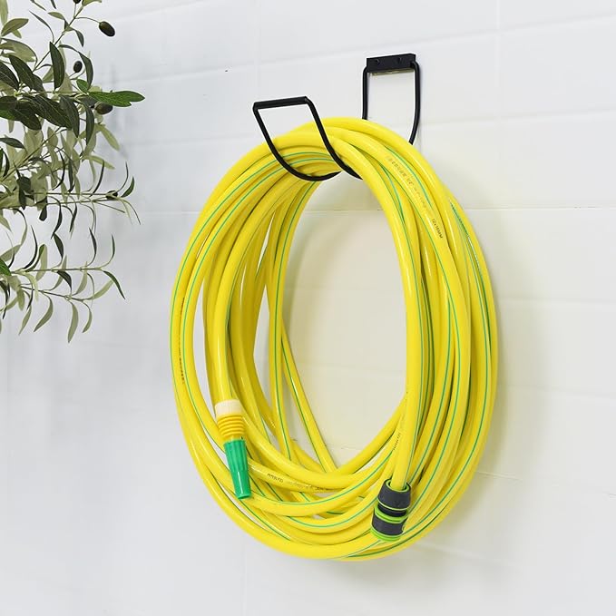 Garden Hose Holder Water Hose Hanger Wall Mounted,304Stainless Steel Solid Hose Hook Holds Up to 150Ft Garden Hose, Expandable Hose, Water Hose -Black