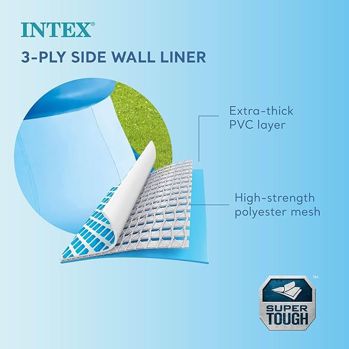 Intex 15' x 33" Easy Set Inflatable Ring Top Round Above Ground Swimming Pool with Cover and Krystal Clear Cartridge Filter Pump
