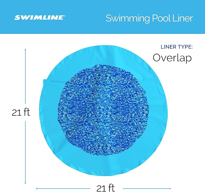 Swimline 21 Foot Round Durable 20 Gauge Vinyl Wall Overlap Pool Cover Liner for 48 and 52 Inch Above Ground Swimming Pools, Blue