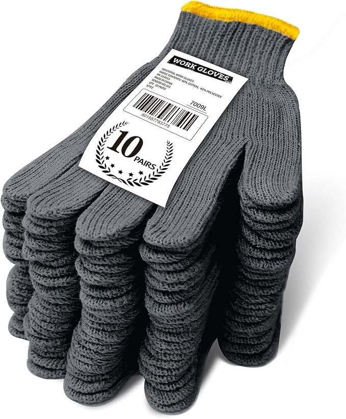 Evridwear Cotton Work Gloves Light-duty String Knit BBQ Glove Liner for Outdoor Cooking, Painting, Gardening 10/200 Pairs