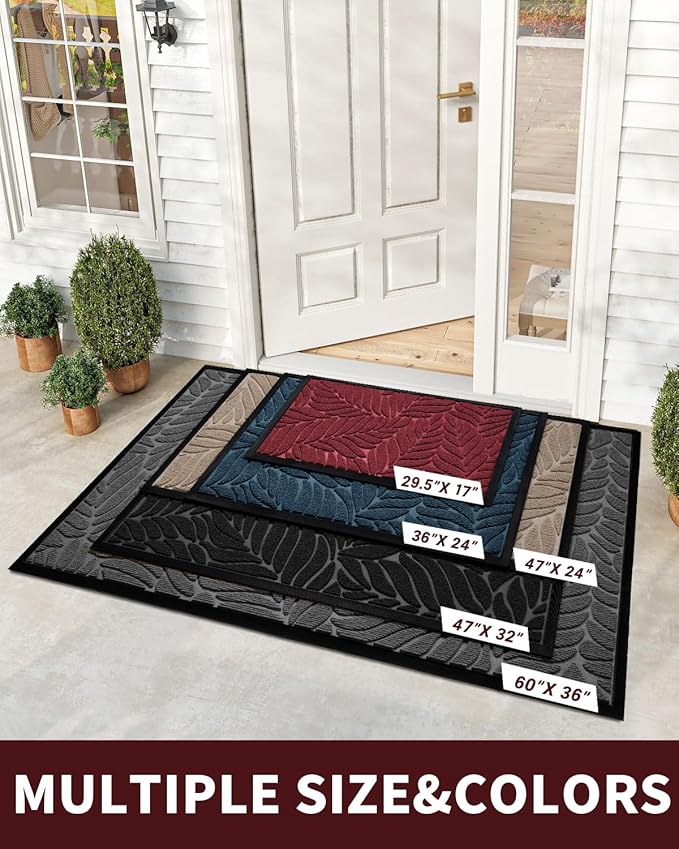 Yimobra 47x32 Large Door Mat Outdoor Indoor, All-Season Waterproof Door Mat Outside Entrance, All-Weather Non-Slip Outside Doormat for Garage Patio Entryway, Red