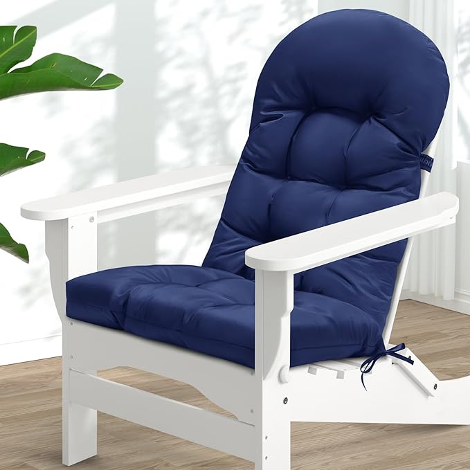 MAGIC ELEPHANT Adirondack Chair Cushion, Memory Foam Outdoor Chair Cushion, Water-Repellent Thick High Back Patio Rocking Chair Pad Seat Cushion Replacement (Oxford Blue)