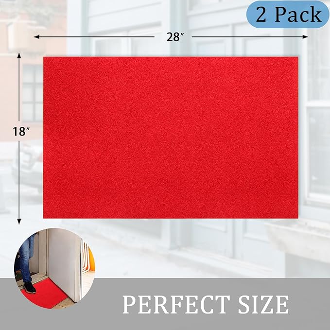 AAZZKANG Red Door Mat Set of 2 Non Slip Durable Multi-Purpose Outdoor Indoor Mats Ultra Absorb Mud Easy to Clean Entry Doormat for Inside,Outside,Patio,High Traffic Areas