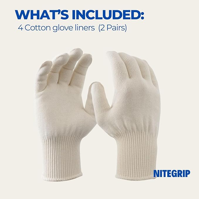 Heat-Resistant Cotton String Knit Work Gloves (2 Pairs, Large) – Reusable BBQ & Safety Glove Liners Hand Saver