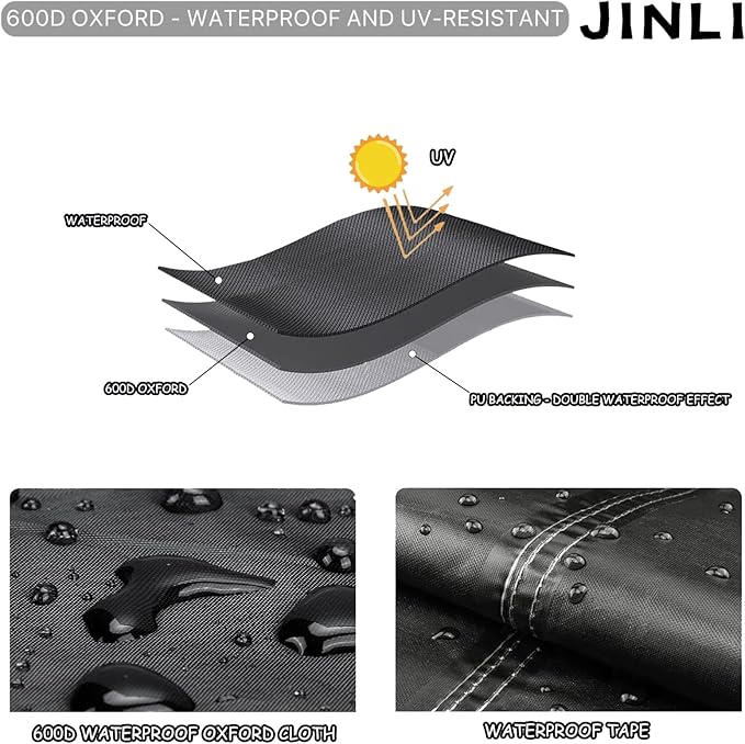 JINLI Waterproof Patio Adirondack Chair Cover 4-Piece Set, Lawn/Garden Outdoor Furniture Cover, Suitable for Maximum Chair Size 32 inches Wide x 35 inches deep x 36 inches high (Black)
