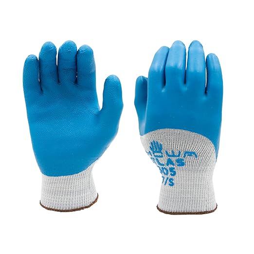 SHOWA Atlas 305 Natural Rubber Latex 3/4 Coated General Purpose Work Gloves with Poly/Cotton Liner, 10-Gauge, Small (12 Pair)