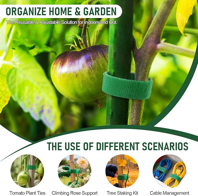 82 Foot X 0.47 Inch Reusable Plant Ties for Climbing Plants for Climbing Plants Nylon Garden Ties, Plant Straps & Tomato Support, Soft Plant Tape for Cables