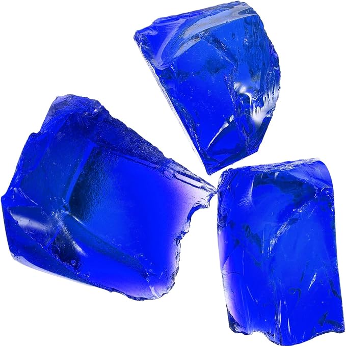 uxcell Fire Glass for Fire Pit, 5-8cm(2"-3.1") High Luster Reflective Glass Rocks for Natural or Propane Fireplace, Safe for Outdoors and Indoors Fire Pit Glass, Ocean Blue, 400g/14oz