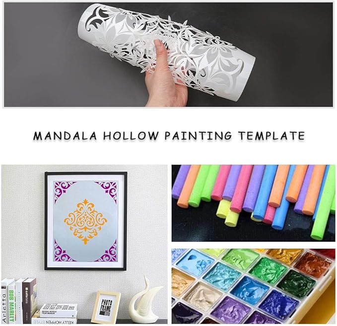 9 Pack(12x12 Inch) Large Mandala Stencils, Reusable Stencils for Painting Template Stencils Painting DIY Easter Decor Art Scrapbook on Wood, Floor, Wall, Tile
