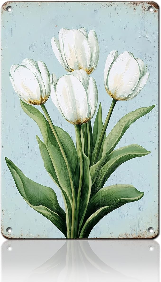Tulip Vintage Metal Tin Sign for Home Kitchen Bar Coffee Shop Metal Sign 8x12inch