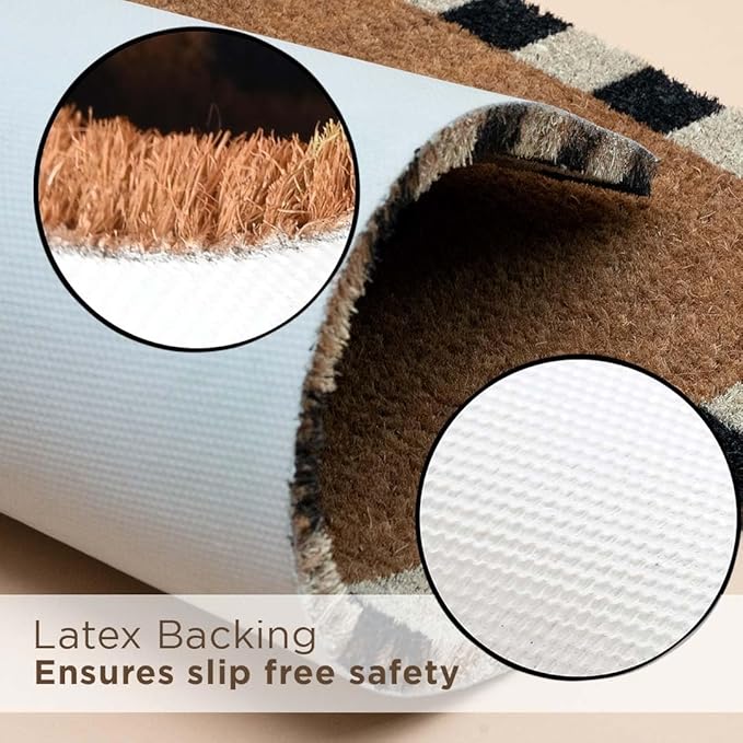 Folkulture Welcome Matt Outdoor | 16 x 28 Door Mats for Front Door Mat Outside Entrance | Eco Friendly | Welcome-Mats Cute | Checkered Coir Door Mats | Outdoor Decor for Home | Durable & Anti Slip