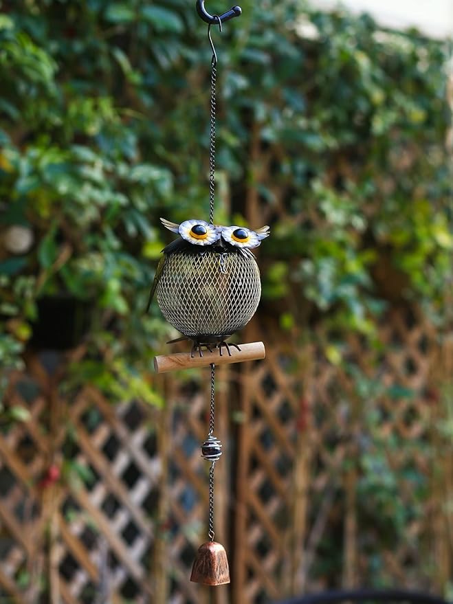 Solar Bird Feeder,Squirrel-Proof Bird Feeders for Outside,Cute Animal Shaped Birdfeeders,Owl Decoration Gifts(Owl Shaped)