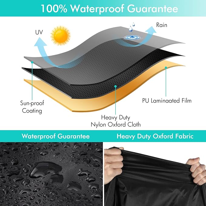 WLEAFJ Patio Chaise Lounge Cover Waterproof, Heavy Duty Outdoor Lounge Chair Covers, Black Durable Patio Furniture Covers, 70L x 32W x 30H inch - 2 Pack