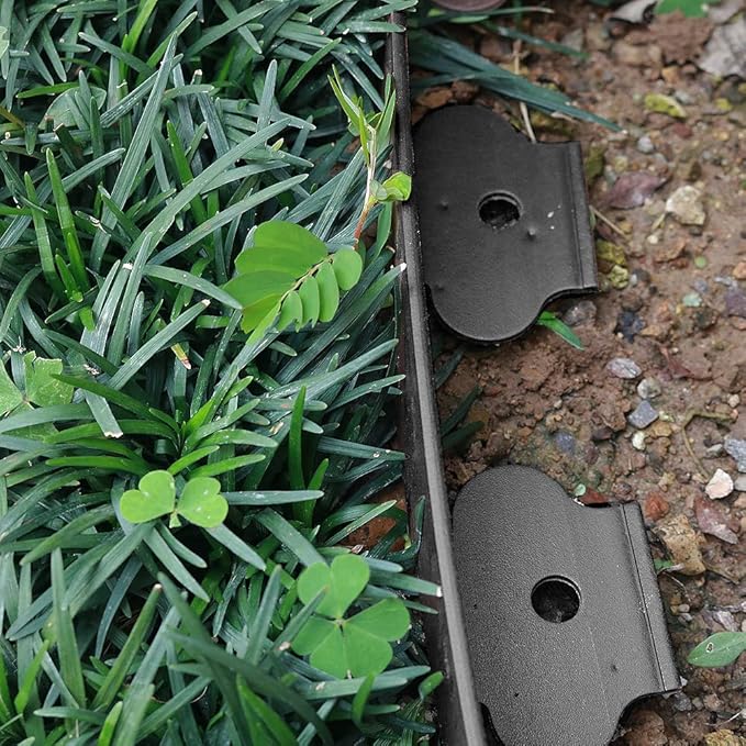 20 Ft Landscape Edging Kit, Black Garden Edging Border with 20 Edging Plastic Stakes, Landscaping Edging Roll for Flower Bed Lawn Driveway Yard