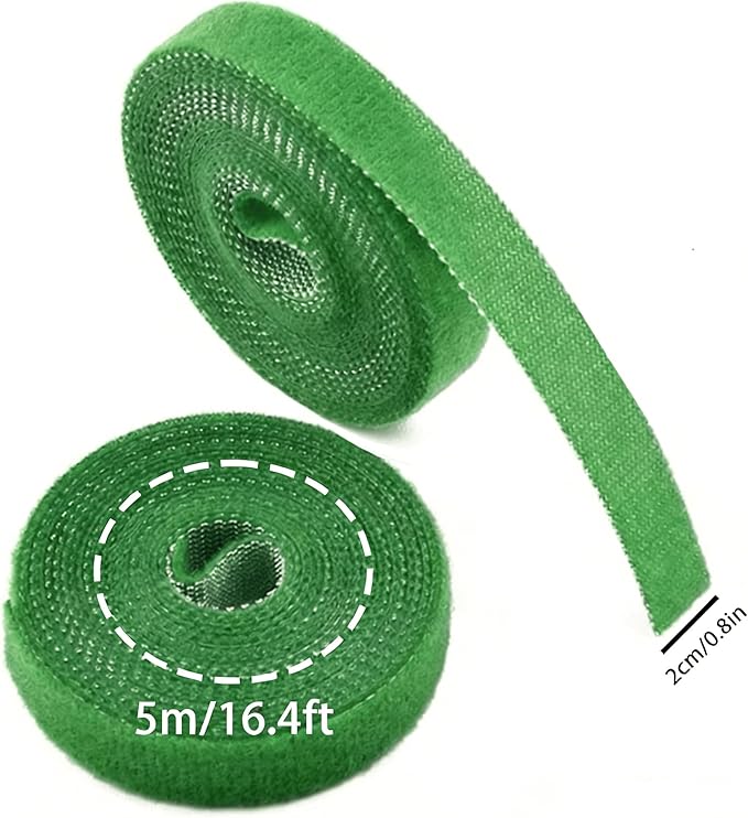 IFNOW Hook and Loop Cable Ties Reusable Fastening Tape Garden Tie Strap Plant Supports Gentle on Plants Plant Ties Garden Tape (Green, 0.8''/16FT, 4PCS)