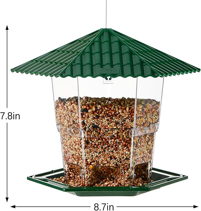 2 Pack Bird Feeders for Outdoors Hanging Bird Feeder Wild Birds Seed, Green BB