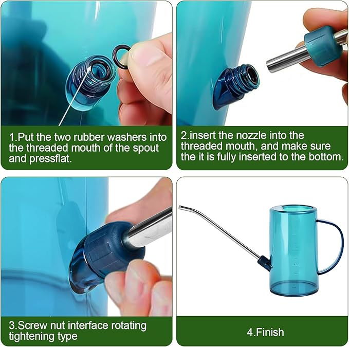 Plastic Watering Can - with Long Spout - 1/4 Gallon - 34 Oz - Sky Blue