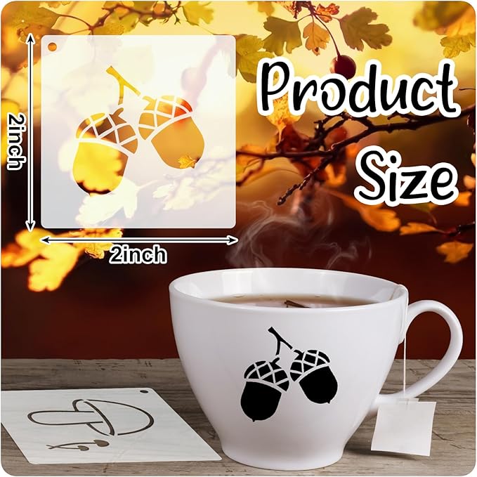Fainne 100 Pcs 2 Inch Stencils Small Stencils for Painting on Wood Reusable Painting Templates Crafts for DIY Scrapbook, Wood, Wall, Fabric, Rock, Chalkboard, Sign(Maple, Pumpkin)