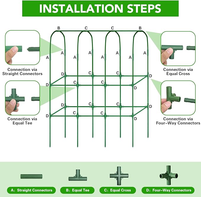 65" Tall Cucumber Trellis for Raised Bed, Garden Trellis for Climbing Plants Outdoor, U-Shape Metal Arch Vegetables Trellis Plant Support for Zucchini Squash Vines