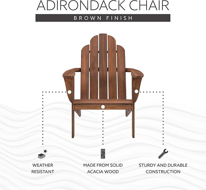 Linon Home Dcor Home Decor Teak Wood Stock Chair, 30.4" wx37.6 dx37.8 h, Stain