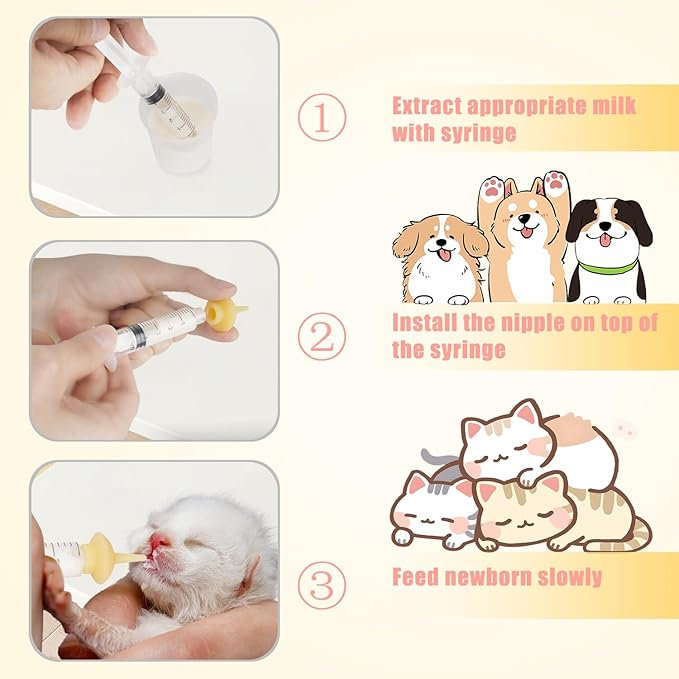 Mini Pet Feeding Bottle and Syringes with Nipples for Small Cat Dog Animals (Model 4)