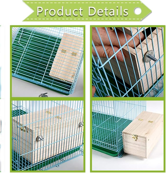 PINVNBY Parakeet Nesting Box Bird House Wood Breeding Box Parrots Mating Box for Lovebirds,Cockatoo,Budgie, Finch,Canary and Medium-Sized Birds(XL)