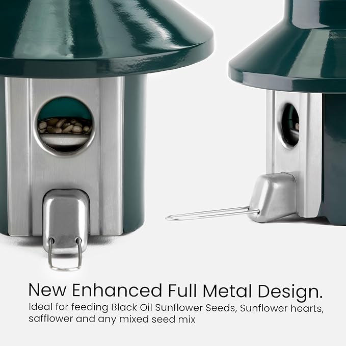 Roamwild PestOff 2.0 Squirrel Proof Wild Bird Feeder Mixed Seed Sunflower Heart Version - GREEN - HUGE 4LBS SEED CAPACITY – 26”x8”x8” (w/hanger)
