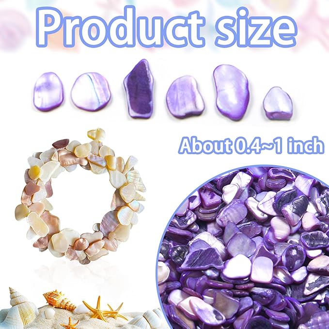 Purple Crushed Shells for Crafts, Small Natural Crushed Seashells Pieces Chips, Dyed Mosaic Sea Shell Fragments for Resin Art, DIY Vase, Table Scatter, Weddings Party, Home Decoration 14.5 oz
