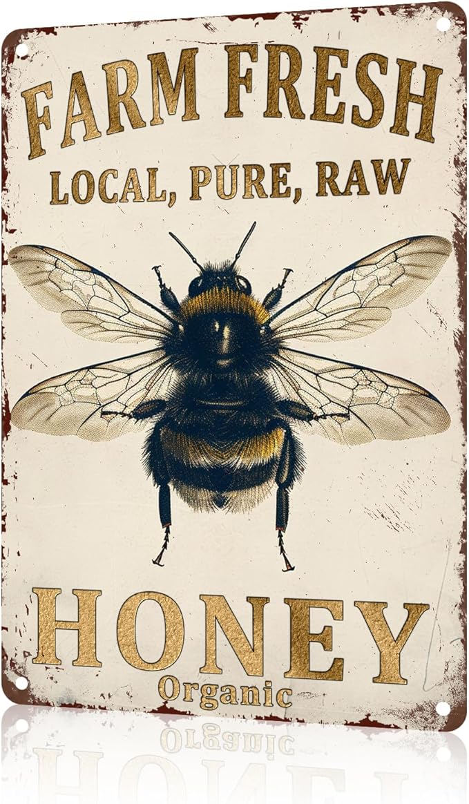 Farm Fresh Bee Honey Wall Art Decoration Garage Home Wall Decoration 8 x 12 Inch