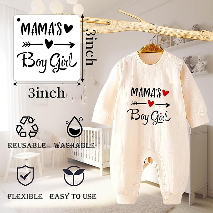 64 Pieces Small Onesie Stencils for Baby Shower, 3 Inch Reusable Baby Bib Stencil for Painting, Cute Animal Clothes T Shirts Template Kit for Fabric Canvas Craft DIY Home Decor(Baby Show)