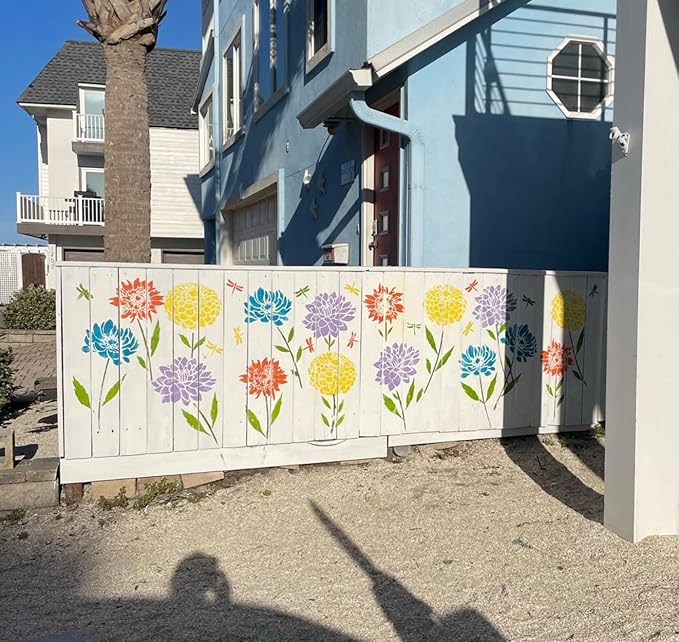 Large Flower Stencils for Wood Fence Floral Stencil Flower Stencils for Painting on Wood Fence Walls Furniture Fabrics Decor