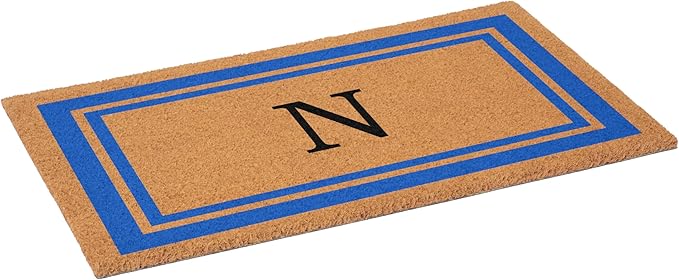 Calloway Mills 152972436N Blue Border 24" x 36" Monogram Doormat (Letter N)