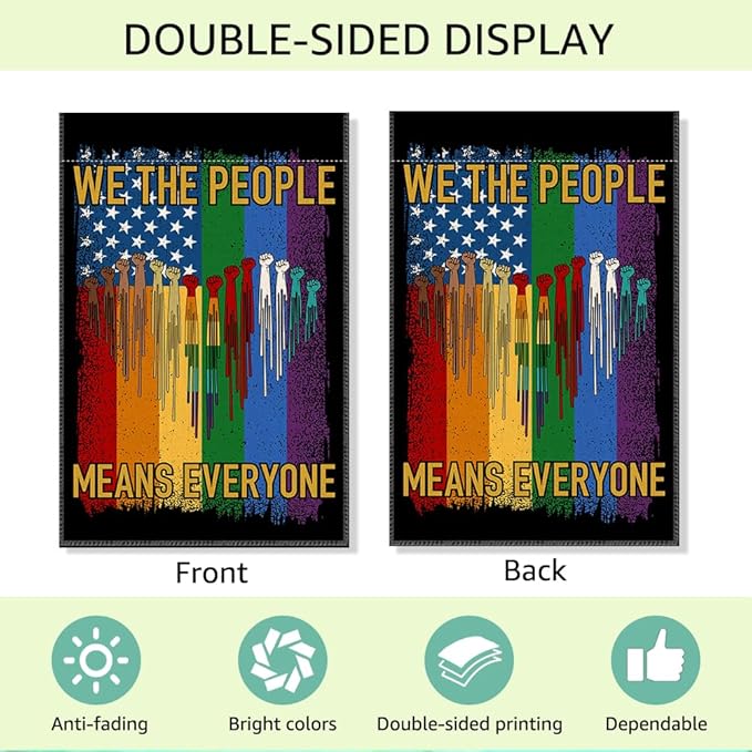 RZHV We The People Means Everyone Double-Sided Garden Flag for Outdoor House Yard Sign Garden Decor Parade, Inclusive Outdoor Decoration Banner, Kindness Equal Social Justice Yard Sign