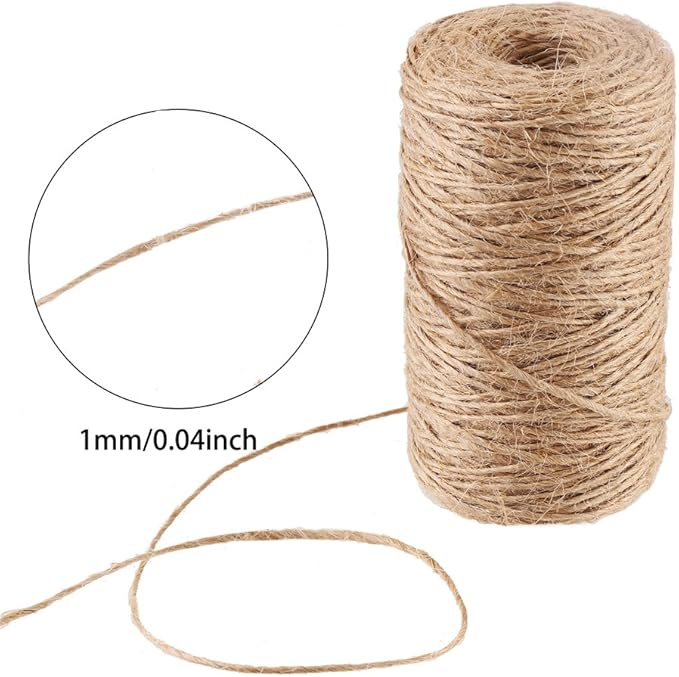 CCINEE 328 Feet Natural Jute Twine 1MM for Arts and Crafts Jute Rope Packing String for Gardening String Natural Rustic String Gift wrap Twine