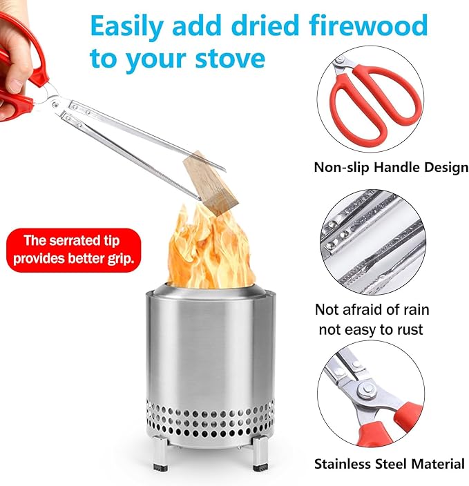 Mini Fire Stick Tongs Pellet Scoop Set Compatible with Solo Stove Mesa/XL, Fireplace Tabletop Fire Pit Accessories, Grabber Tools for Mini Firewood & Pellet Handling