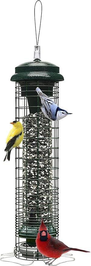 Brome Squirrel Solution 150 Squirrel-Proof Bird Feeder for Wild Birds – 4 Stainless Steel Perches, 2.6 lb Seed Capacity, Chew-Proof, Free Seed Funnel Included