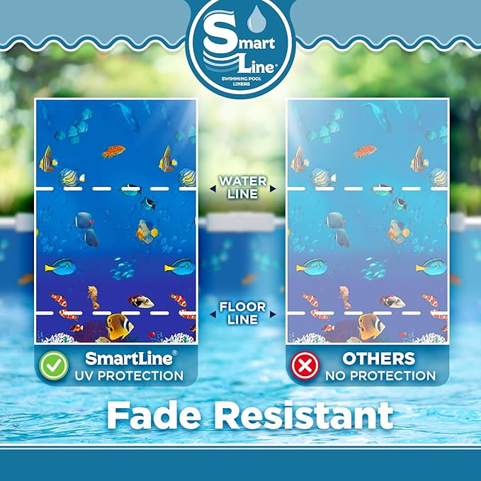 Smartline 15 ft Round Swimming Pool Liner | Caribbean | Unibead Style | 52 Inch Wall Height | 25 Gauge Heavy Duty Virgin Vinyl | Designed for Steel Sided Above Ground Pools