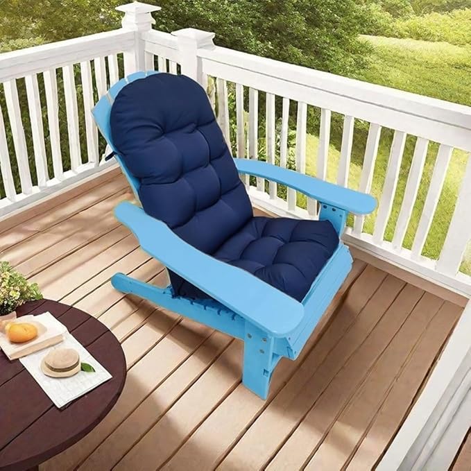 Waterproof Adirondack Chair Cushion,44inch Rocking Chair Cushion,High Back Patio Cushions Indoor and Outdoor Furniture Chair Cushions Pads with Ties (Black)