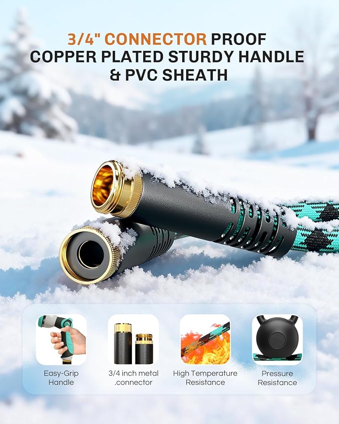 WELLUCK 25 FT Garden Hose - Flexible Water Hose, Lightweight Non-Expanding hose, Leak proof, Pressure Resistant for Yard, Outdoor, 3/4 Inch Solid Brass Fittings and 5-Layer PVC Core