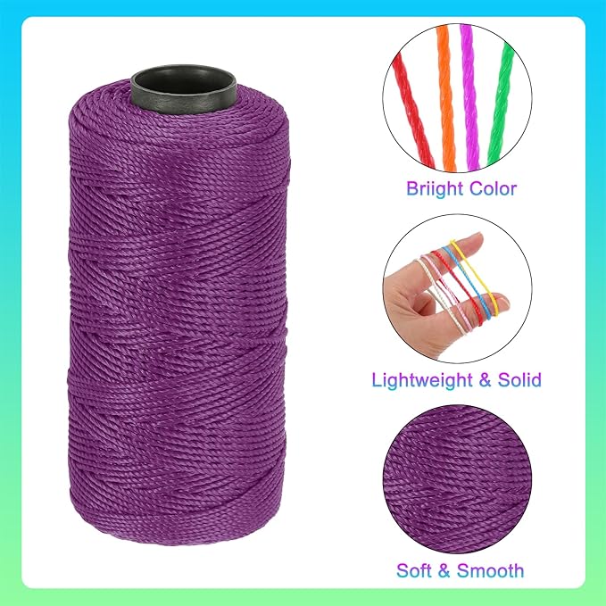 MECCANIXITY Nylon String 3 Strands Twisted Mason Line 1.5mm x 218 Yards Nylon Twine String for DIY Projects, Home Improvement, Gardening, Gift Wrapping, Christmas Party Supplies, Dark Purple