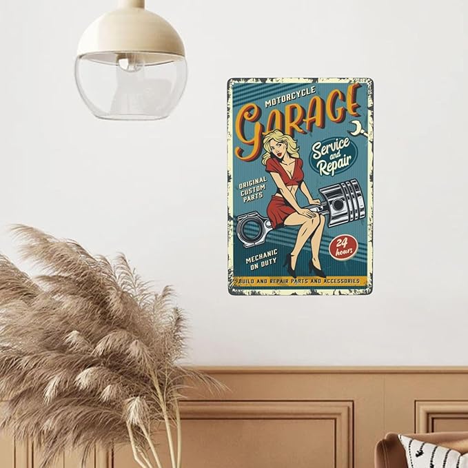 Garage Vintage Metal Tin Sign Retro Rustproof Funny Art Wall Decor Gift 8x21 Inch