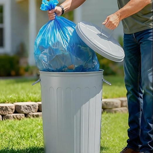 Plexon Large Metal Trash Can with Lid 20 Gallon, Decorative Outdoor Trash Can Heavy Duty Galvanized Metal Bucket with Lid for Garage Workshop Ash Storage Farmhouse, Gray 6 Pack