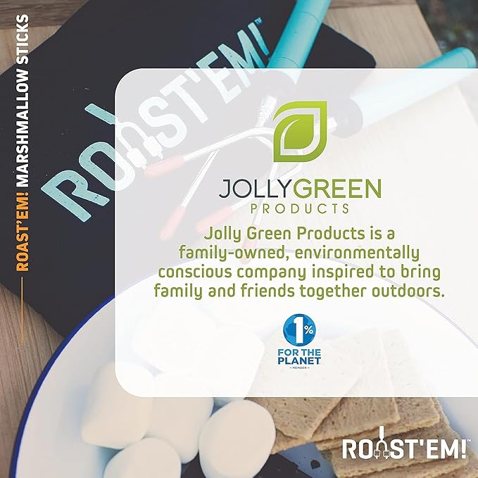 Jolly Green Products Rotating Marshmallow Roasting Sticks for Campfire & Bonfire | Extra Long Hot Dog & Smores Sticks for Fire Pit | Camping Smores Kit | Retractable Campfire Skewers | 1 Pack