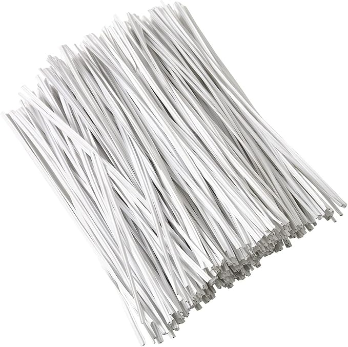 300 pcs 5 inch Plastic White Twist Ties, Cable Ties, for Bags, Gardening Tools