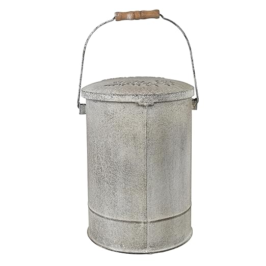 Z&Z ornamentorum Outdoor Small Trash Can with Lid Dog Poop Trash Can Outside for Kitchen Park Garden and Pedal Round Touchless Garbage with Flower and Bird Patterns Gray