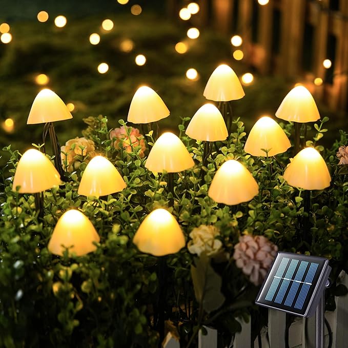 JMEXSUSS Solar String Lights Outdoor Waterproof, Solar Christmas Lights for Garden Patio Yard Tree Party Christmas Decorations, Mushroom