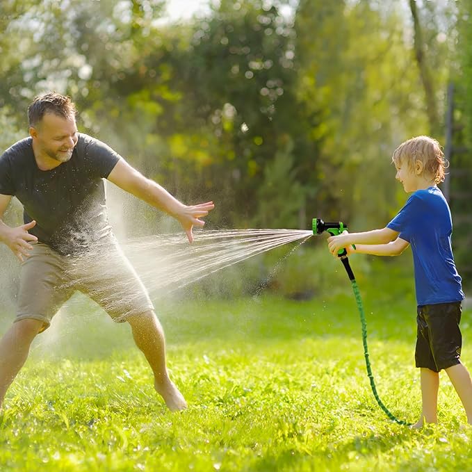 Garden Hose 75 FT,Non-Expanding,10 Functional Nozzles,Garden Hose anti-kink,Heavy Duty Flexible Water Hose 75 FT,Suitable for Outdoor,Yard, Car Washing (green, 75ft)
