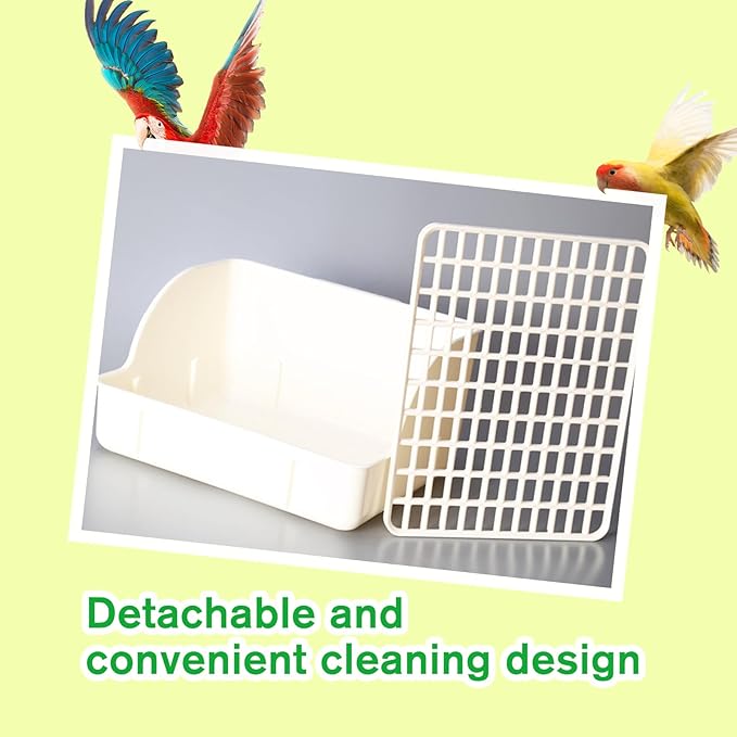 Automatic Bird Bath Large Bird Shower Circulating Large Parrot Bathtub Fountain for Parakeet, Cockatiel, Conure, Budgie, Lovebird, African Grey (White)