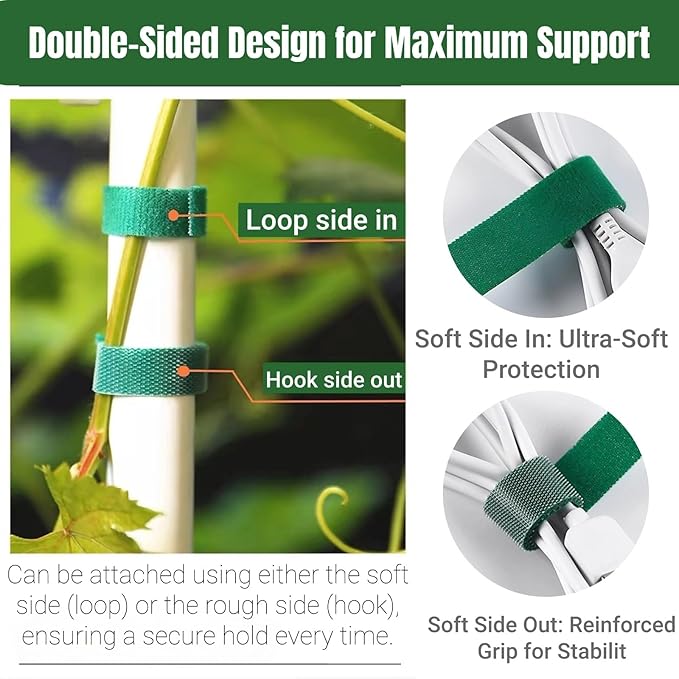 32.8 Ft Green Garden Tie, Twist Ties for Plants 1/2", Reusable Adjustable Plant Tape, Garden Ties for Climbing Plants, Plant Supports for Tomato Vines Peppers Rose Bushes Indoor Outdoor (1 Roll)